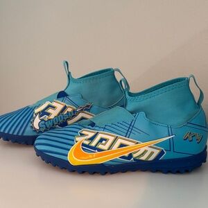 Nike Kids Turf Sneakers in Teal with Yellow Swoosh